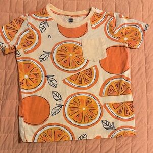 Tea Collection Orange Slice Print short sleeve Tee size 6 fun citrus print